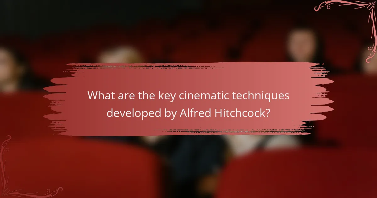 What are the key cinematic techniques developed by Alfred Hitchcock?