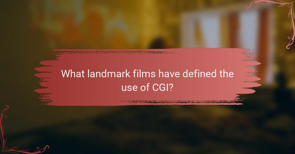 What landmark films have defined the use of CGI?